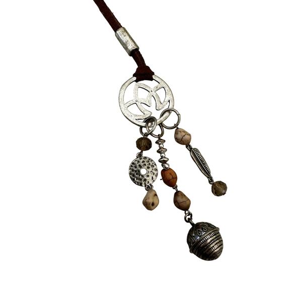 Leather and Mixed Metal Necklace - Picture 1 of 6